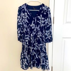 Size 2 Just Taylor- Navy Blue and White Dress